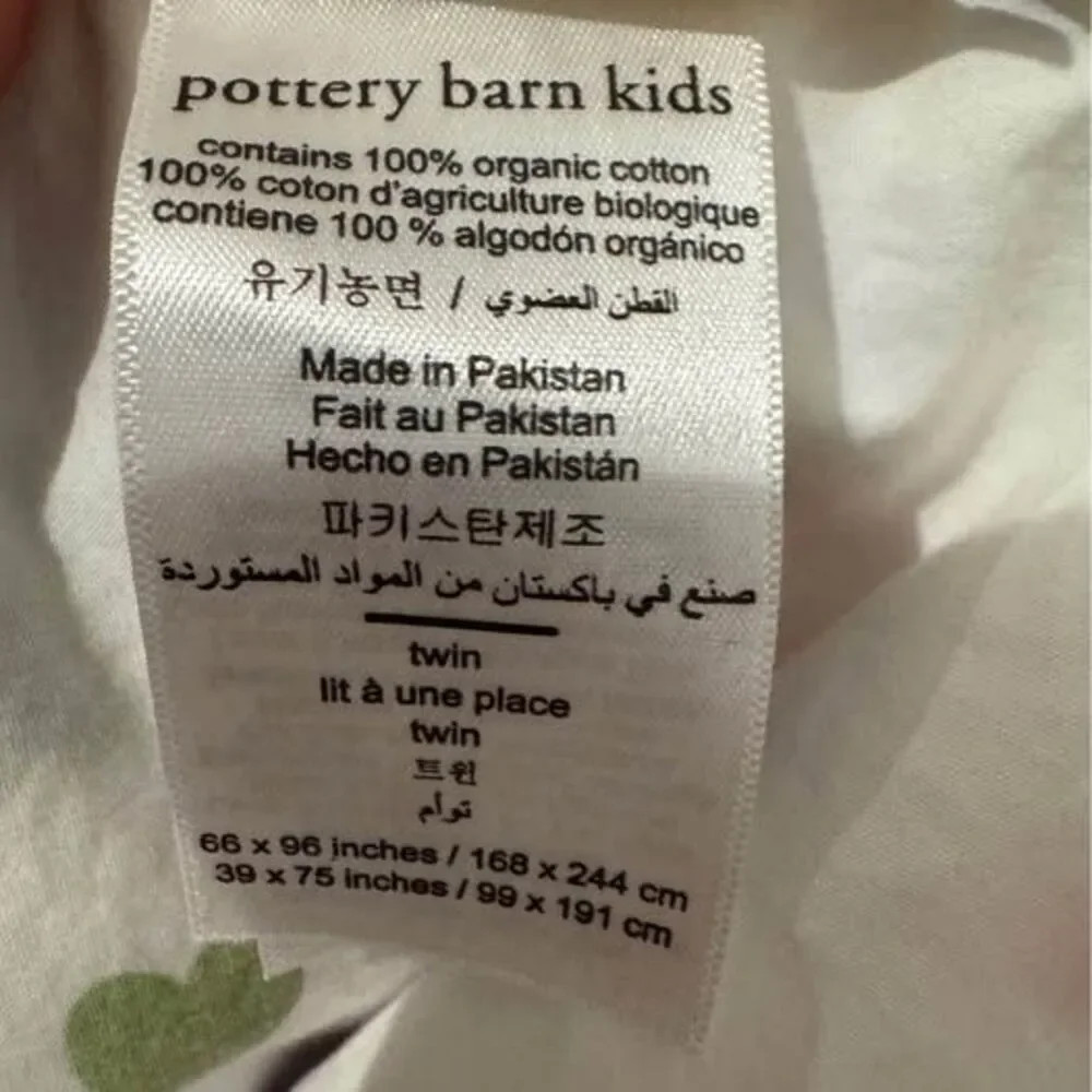 Pottery Barn Kids Organic Cotton Twin duvet cover, pillow sham & flat sheet set
